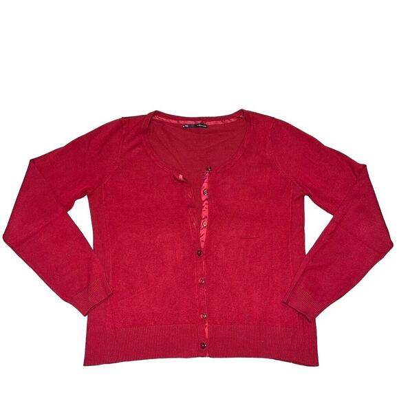 Maurices Womens Cardigan Sweater Button Down Long Sleeve Stretch Red XL - Picture 1 of 9